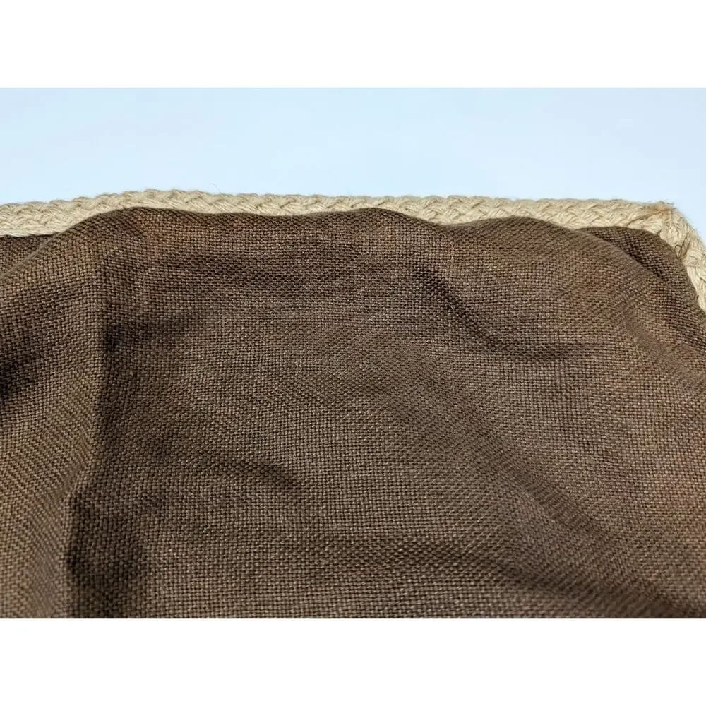 Pottery Barn Pillow Cover Brown Linen Tan Jute Trim 20 x 20 Throw Accent